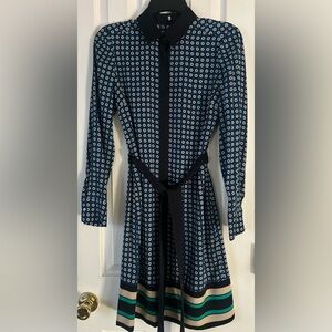 Ann Taylor Navy Patterned Shirtdress. Size XS. EUC.